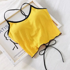 Solid Color Halter Neck Cross Back Tank Top