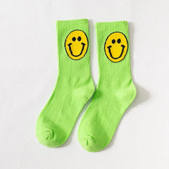 Solid Color Happy Face - Green / 35-42 - Socks