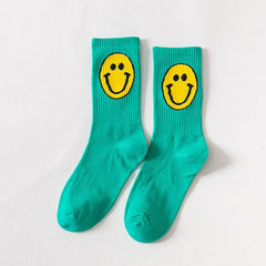 Solid Color Happy Face - Turquoise / 35-42 - Socks