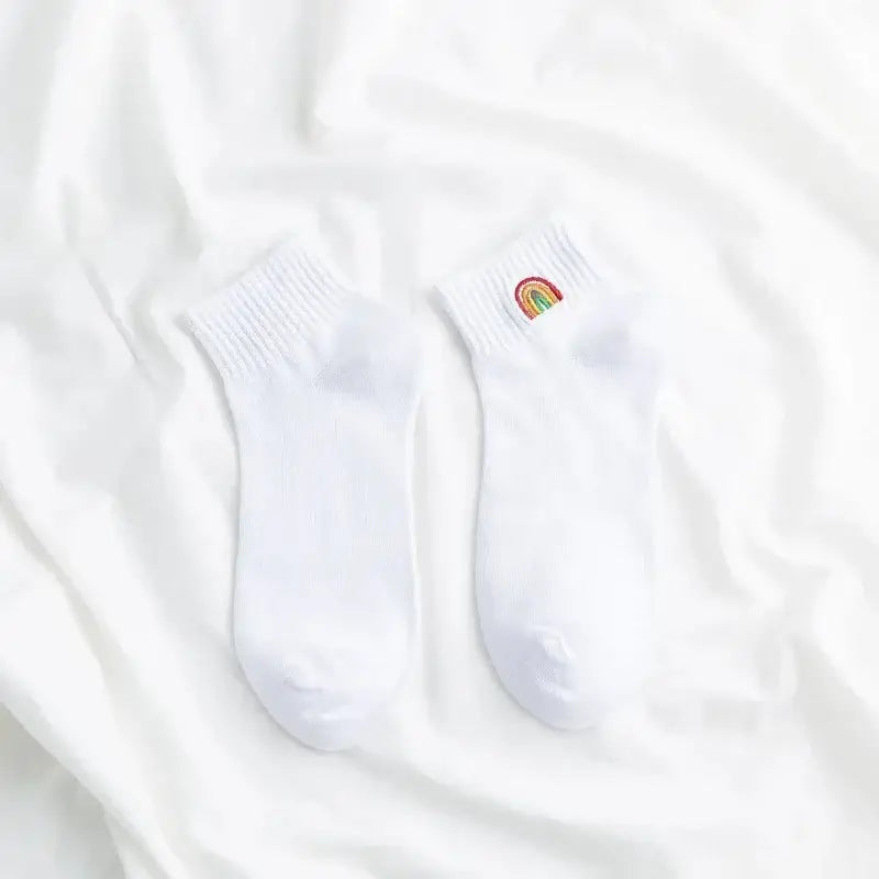 Solid Color Harajuku Socks - White