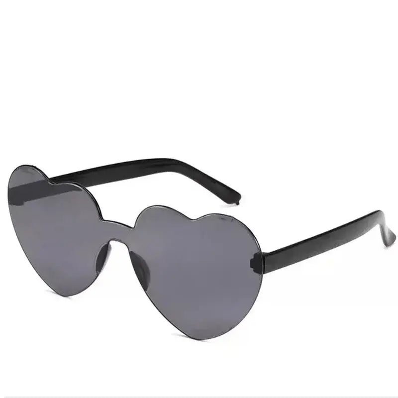 Solid Color Heart Sunglasses - Black