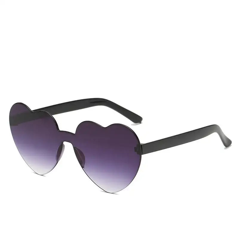 Solid Color Heart Sunglasses - Black.