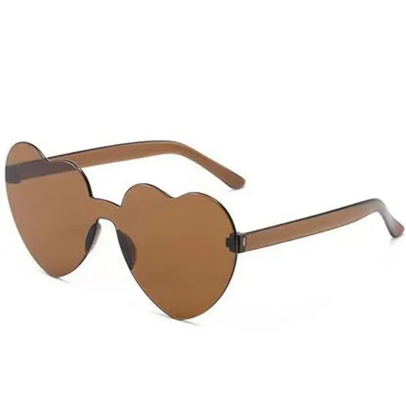 Solid Color Heart Sunglasses - Brown
