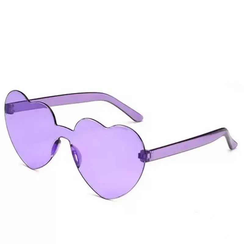 Solid Color Heart Sunglasses - Purple
