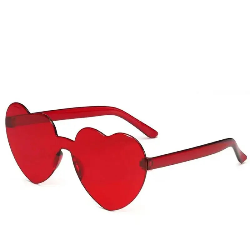 Solid Color Heart Sunglasses - Red