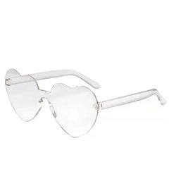 Solid Color Heart Sunglasses - White