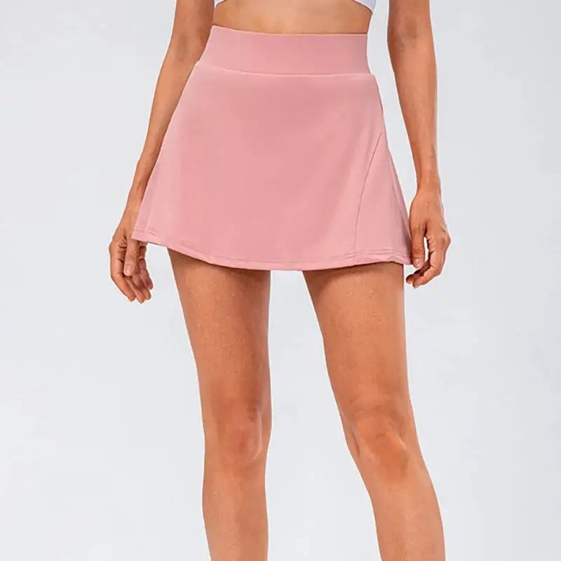 Solid Color High Waist Pleated Mini Skirt