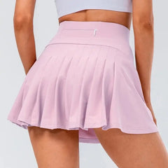 Solid Color High Waist Pleated Mini Skirt - Purple / XS