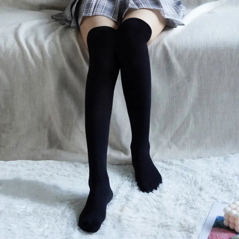 Solid Color Knee High Socks Mesh