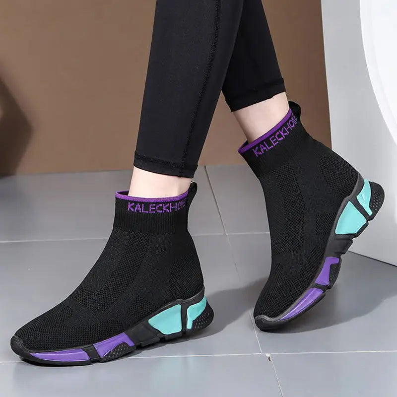 Solid Color Knitted Ankle Boots