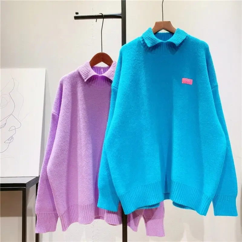 Solid Color Knitted Oversize Sweater