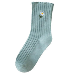 Solid Color Little Flower Socks