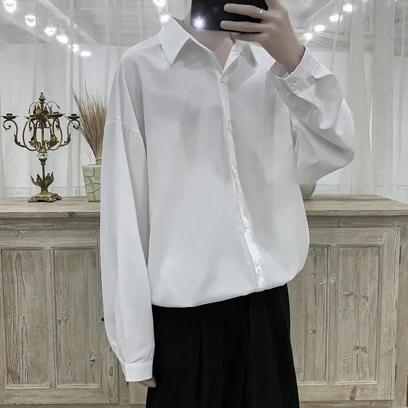 Solid Color Long Sleeve Loose Shirt