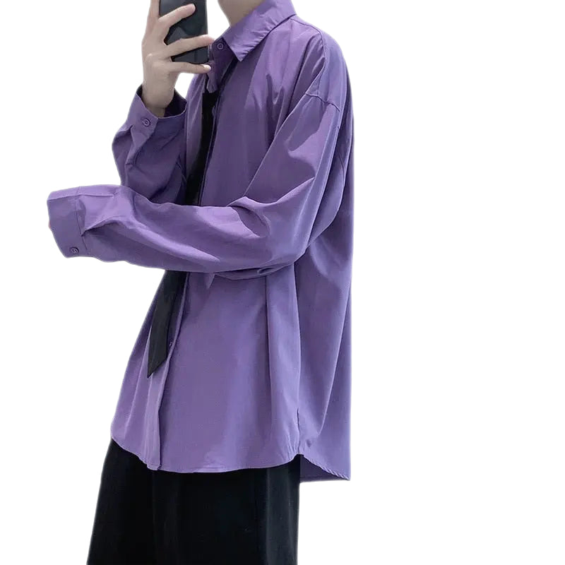 Solid Color Long Sleeve Loose Shirt