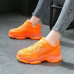 Solid Color Mesh Platform Shoes