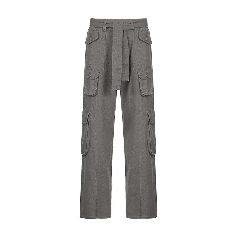 Solid Color Multi Pocket Cargo Pants