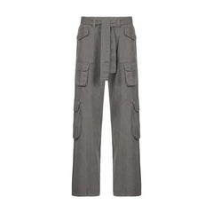 Solid Color Multi Pocket Cargo Pants