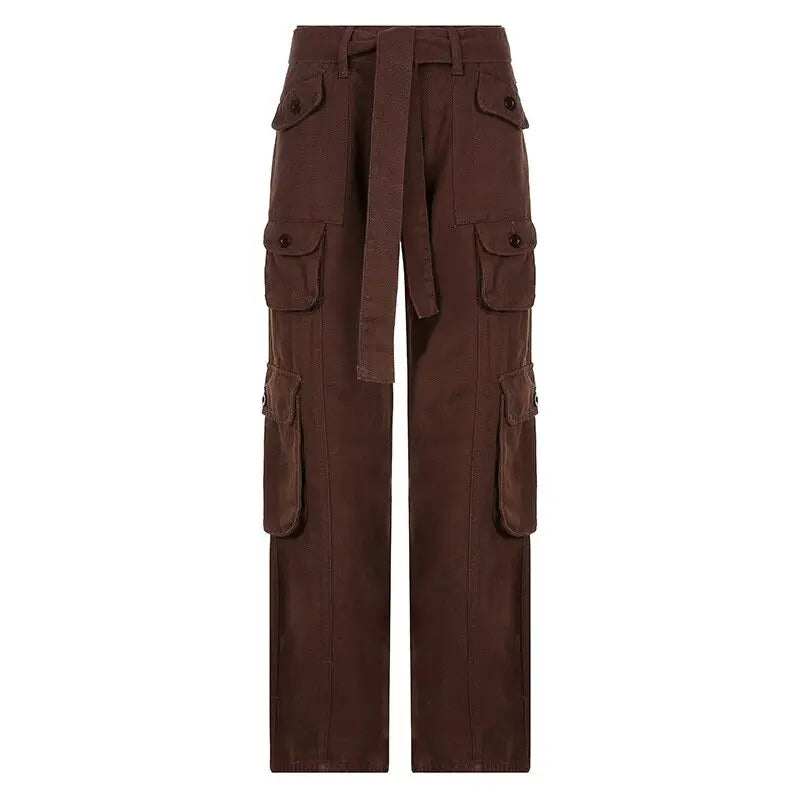 Solid Color Multi Pocket Cargo Pants