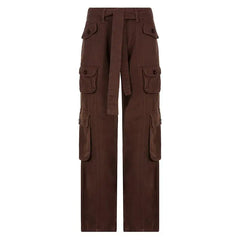 Solid Color Multi Pocket Cargo Pants