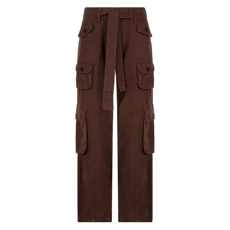 Solid Color Multi Pocket Cargo Pants