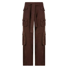 Solid Color Multi Pocket Cargo Pants