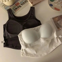 Solid Color O Neck Knit White Crop Top