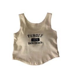 Solid Color O Neck Knit White Crop Top / ONE SIZE