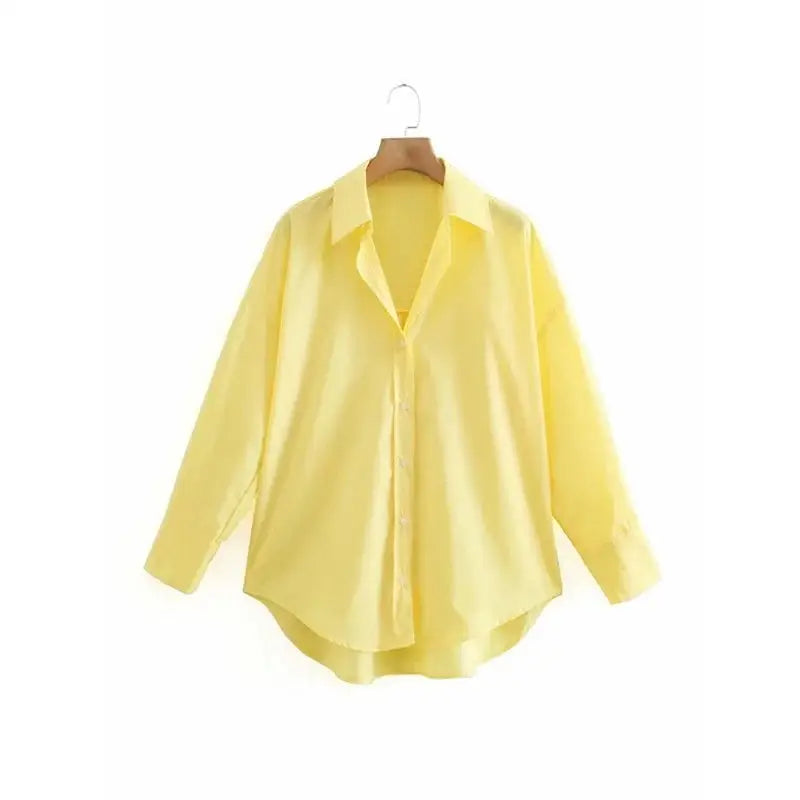 Solid Color Oversized Button Shirts