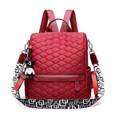 Solid Color Plaid Stitching School Backpack