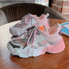 Solid Color Platform Shoes - Pink. / 36