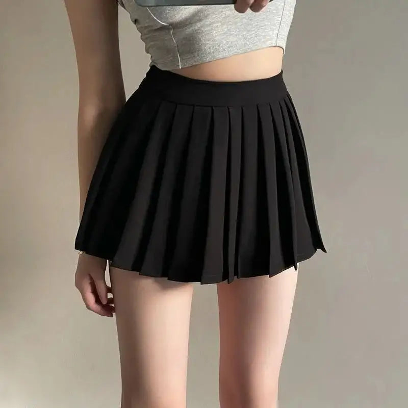 Solid Color Pleated Elastic Waist Mini Skirts - Skirt