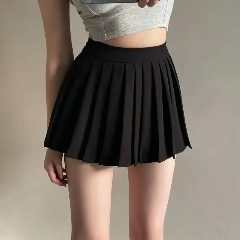 Solid Color Pleated Elastic Waist Mini Skirts