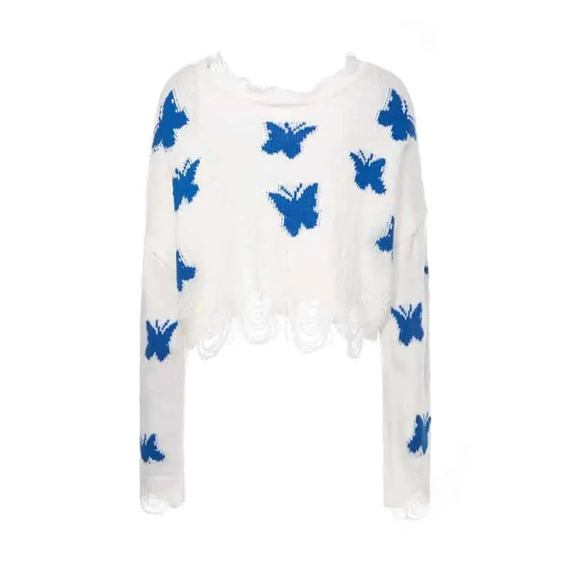 Solid Color Printed Long Sleeve Hollow Out Sweater Tops