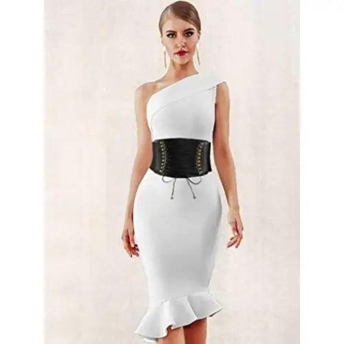 Solid Color PU Leather High Waist Belt Wide