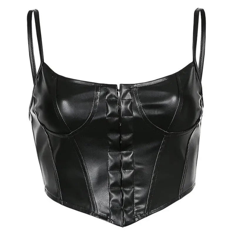 Solid Color PU Vegan Leather Corset