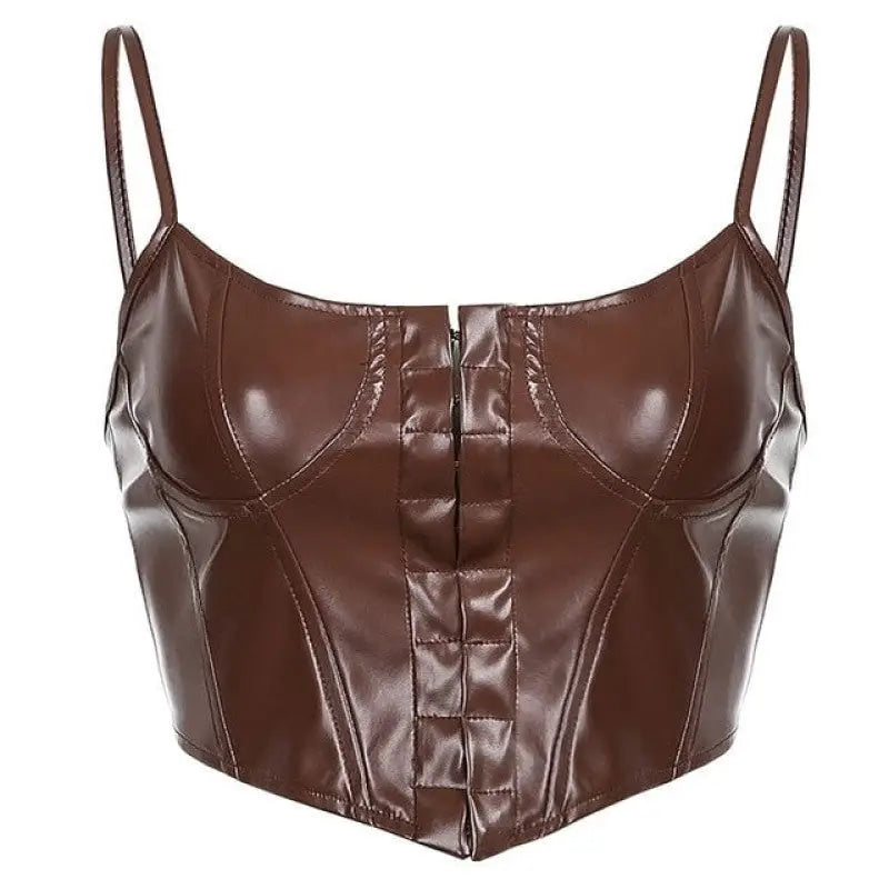 Solid Color PU Vegan Leather Corset