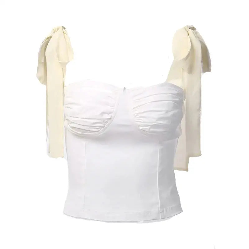 Solid Color Regular Low Bandage Blouse - White / S