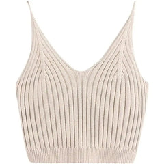 Solid Color Ribbed Knit Crop Top