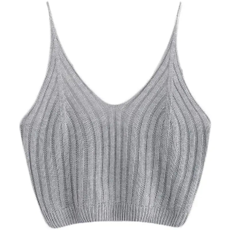 Solid Color Ribbed Knit Crop Top