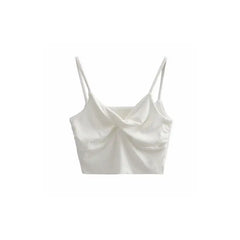 Solid Color Short Crop Top - White / S
