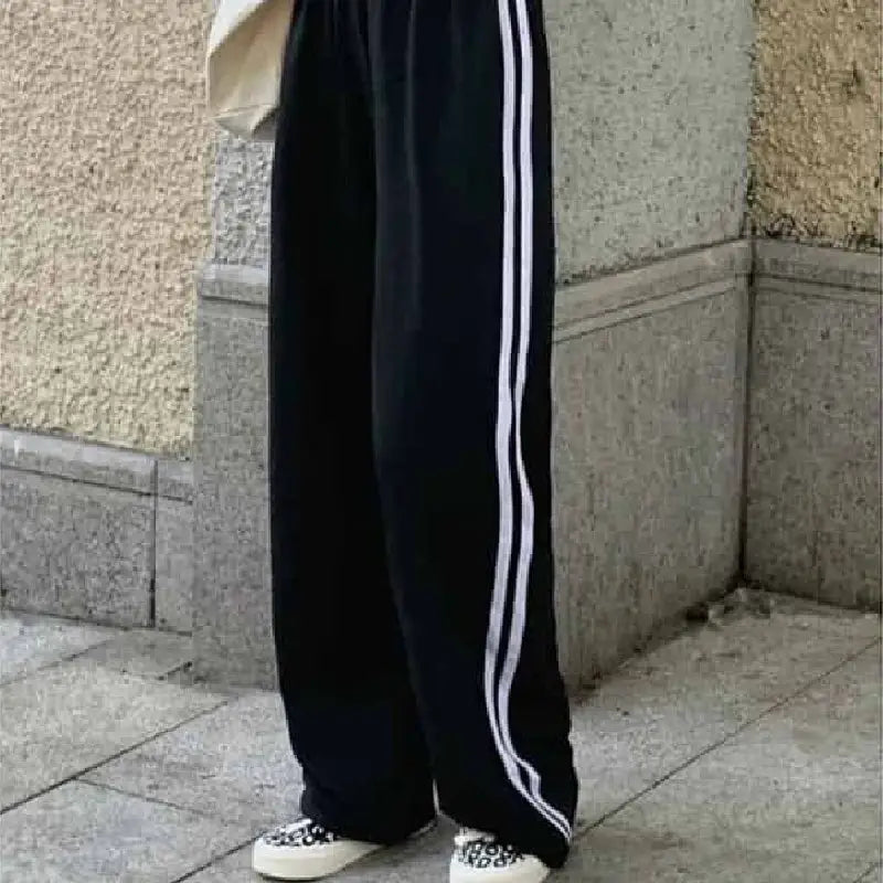 Solid Color SIde Line High Waist Sweatpants