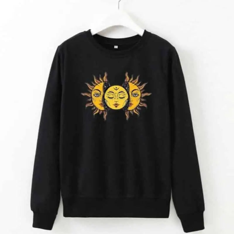 Solid Color Sun Face Regular Sweatshirt - Gray / S