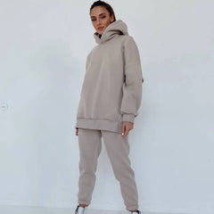 Solid Color Sweatshirt Sportswear 2-Piece Set