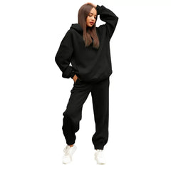 Solid Color Sweatshirt Sportswear 2-Piece Set