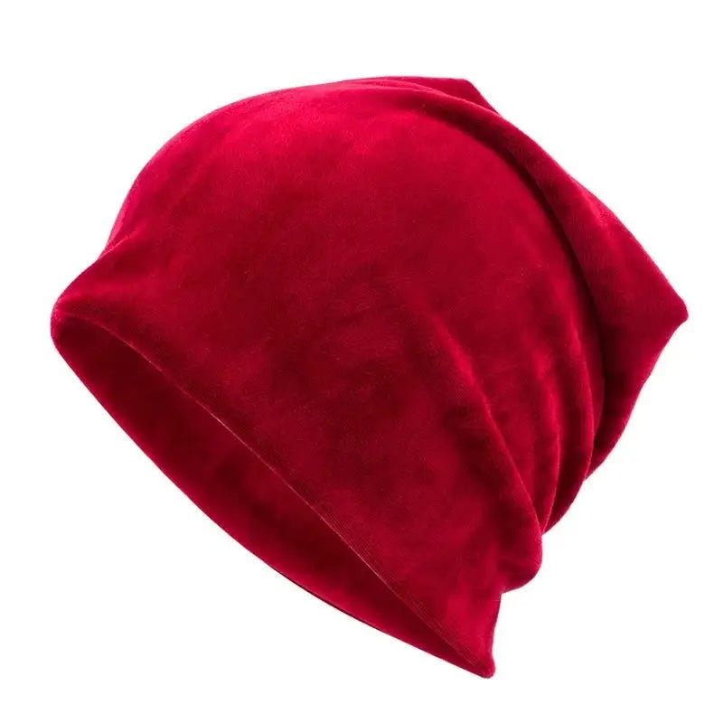 Solid Color Velvet Beanies - Dark Red - Beanie