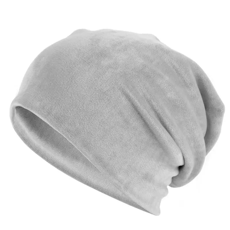 Solid Color Velvet Beanies - Light Grey - Beanie