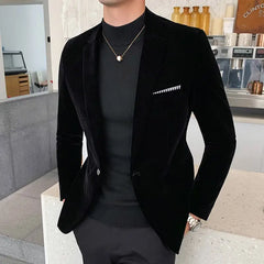 Solid Color Velvet Elegant Slim High Quality Blazer