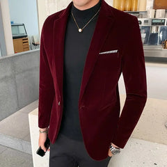 Solid Color Velvet Elegant Slim High Quality Blazer