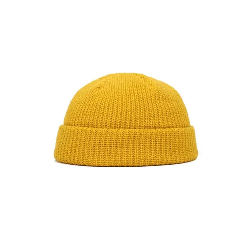 Solid Color Warm Knitted Beanies - Yellow / One Size