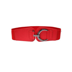 Solid Color Wide Elastic PU Leather Belt